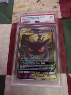 2019 Pokemon Sun & Moon Team Up Gengar & Mimikyu GX Team Up PSA 9 #53/181 - Image 1