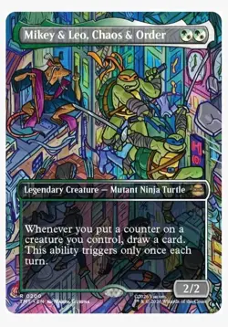 1x MTG Mikey & Leo, Chaos & Order (Borderless) TMNT Rare! NM Mint! - Image 1