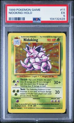 1999 Pokemon TCG Base Set Nidoking 11 PSA 5 - Image 1