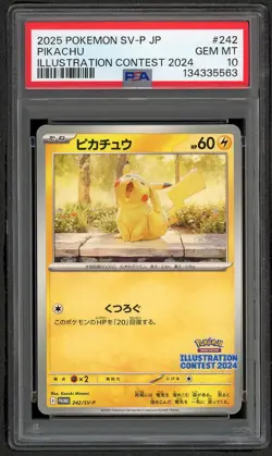 2025 POKEMON JPN SV-P PROMO ILLUSTRATION CONTEST 2024 #242 PIKACHU PSA 10 GEM - Image 1