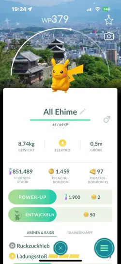 Pokemon Shiny Pikachu Stamp Ehime Japan Backgrounnd - Image 1