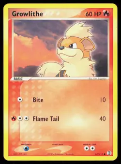 GROWLITHE 64/112 VINTAGE COMMON FIRERED & LEAFGREEN POKEMON LP - Image 1
