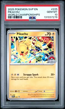 2025 Pokemon SVP World Championships: #225 Pikachu - PSA 10 - Image 1