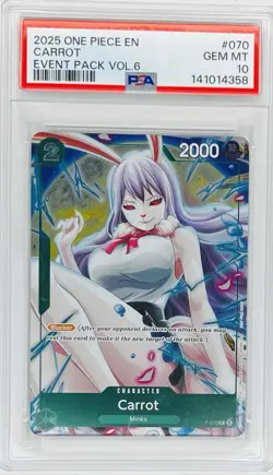 2025 One Piece Event Pack Vol. 6 Carrot #070 PSA 10 GEM MT - Image 1