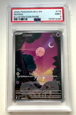 Graded Pokemon Card 116/086 Munna Illustration Rare Black PSA 9 MINT 2025 - Image 1
