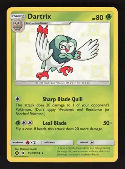 Dartrix SV3/SV94 Pokemon Hidden Fates Holo Card - Image 1