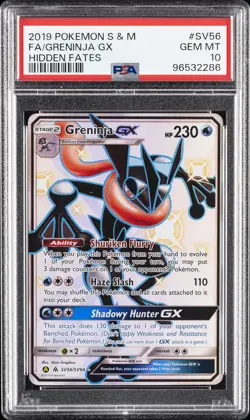 2019 POKEMON SUN & MOON HIDDEN FATES #SV56 FULL ART/GRENINJA GX PSA 10 - Image 1