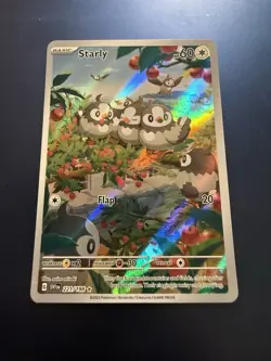 Pokemon TCG Starly 221/198 SV01 Scarlet & Violet Illustration Rare Holo English - Image 1