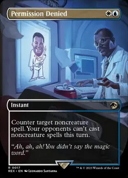 MTG Permission Denied Borderless NM Jurassic World Promo - Image 1