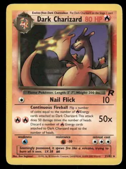 Pokemon Cards Dark Charizard 21/82 Unlimited Team Rocket Rare MP - Image 1