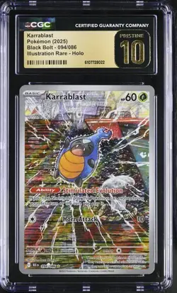 CGC 10 Pristine Karrablast 094/086 Pokemon Black Bolt Illustration Rare 2025 - Image 1