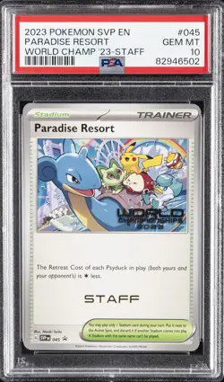 2023 POKEMON SVP EN-SV BLACK STAR PROMO #045 PARADISE RESORT PSA 10 - Image 1