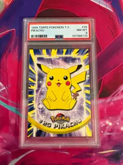 Pikachu Topps 1999 Pokemon TV Animation PSA Graded 8 - Image 1