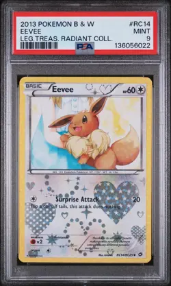 2013 POKEMON B&W LEGEND TREASURES RADIANT COLL #RC14 EEVEE PSA 9 - Image 1