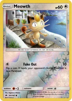 Meowth 101/147 Reverse Holo | Burning Shadows | Pokemon Card - Image 1
