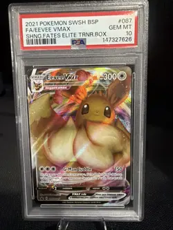 EEVEE VMAX PSA 10 2021 POKEMON SWSH BSP SWSH087 FULL ART FA SHINING FATES ETB 37 - Image 1