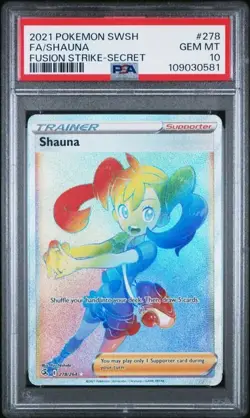 PSA 10 Gem Pokemon Shauna 278/264 Secret Rainbow Rare SWSH08 Fusion Strike - Image 1