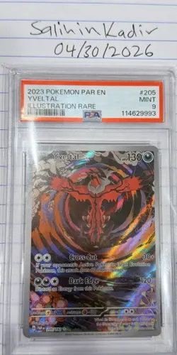 Pokemon Yveltal 205/182 SV04 Paradox Rift Illustration Rare Holo PSA 9 EN 2023 - Image 1