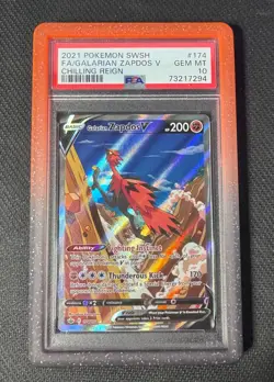 Pokemon Galarian Zapdos V 174 Chilling Reign PSA 10 GEM MINT - Image 1