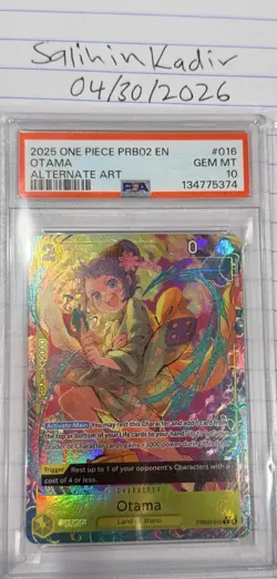Bandai Otama PRB02-016 Vol. 2 Alt Art Rare Foil PSA 10 One Piece CCG EN - Image 1