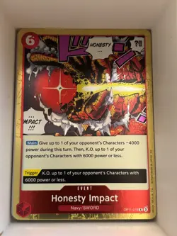 OP11-018 Honesty Impact English R One Piece TCG Card Game - Image 1