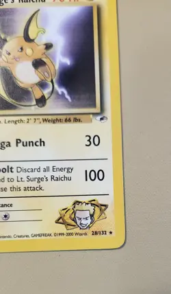 2000 Pokemon WOTC English Gym Heroes Lt. Surge's Raichu GHlsR4 - Image 4