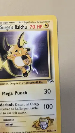 2000 Pokemon WOTC English Gym Heroes Lt. Surge's Raichu GHlsR4 - Image 5