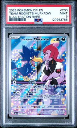 2025 Pokemon SV Destined Rivals Team Rocket's Murkrow #200/182 PSA 9 - Image 1