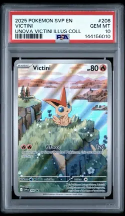 2025 Pokemon SVP EN-SV Black Star Promo Victini PSA 10 #208 - Image 1