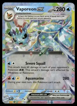 Pokemon Cards Vaporeon ex 023/131 Prismatic Evolutions Holo NM *2 - Image 1