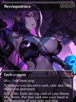 Necropotence RETIRED Anime Waifu Style Card For EDH and Playtest - Image 1