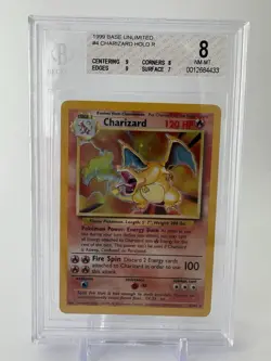 1999 Pokemon Base Set Unlimited Charizard Holo #4 BGS 8 - Image 1