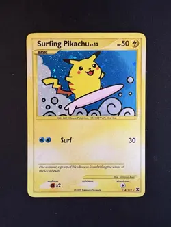Surfing Pikachu 114/111 Rising Rivals Holo Secret Rare Pokemon HOLO BLEED - Image 1