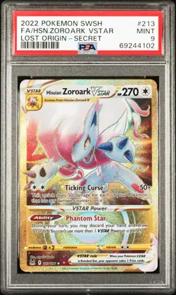 2022 POKEMON SWORD & SHIELD LOST ORIGIN FULL ART/HISUIAN ZOROARK VSTAR PSA 9 - Image 1