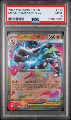 2025 POKEMON PFL EN-PHANTASMAL FLAMES #013 MEGA CHARIZARD X EX PSA 9 - Image 1