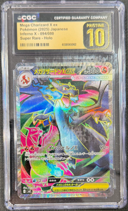 Pokemon CGC 10 PRISTINE POKEMON JAPANESE M2-INFERNO X 094 MEGA CHARIZARD X ex - Image 1