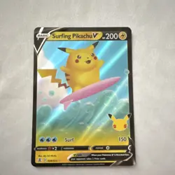 Surfing Pikachu V 008/025 Celebrations Holo Pokemon TCG English - Image 1