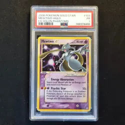 2006 Mewtwo Gold Star 103/110 EX Holon Phantoms Pokemon TCG English PSA 1 SWIRL - Image 1