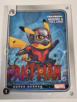 Pikachu as Ant-Man #1 Lazer Holo Marvel Heroes & Villains Non-Pokemon Fan Art - Image 1