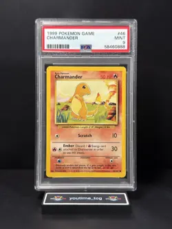 1999 Pokemon Game Charmander #46 PSA 9 (Slight Scratches on Slab) - Image 1