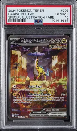 2024 POKEMON TEF EN-TEMPORAL FORCES #208 RAGING BOLT EX PSA 10 - Image 1