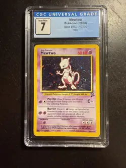 2000 Pokemon Mewtwo #10 Base Set 2 Holo CGC 7 - Image 1
