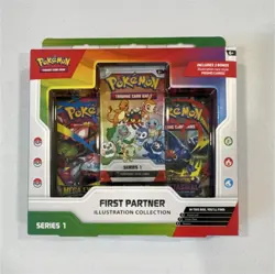 Pokemon TCG First Partner Illustration Collection Series 1 English Promo 3 Packs - Image 1