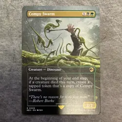Wizards of the Coast Compy Swarm Borderless Rare Creature Dinosaur Black Green - Image 1