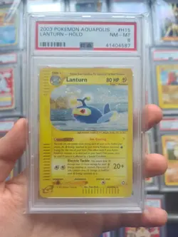 Aquapolis Lanturn holo Pokemon Card Psa 8 near mint 2003 rare vintage - Image 1