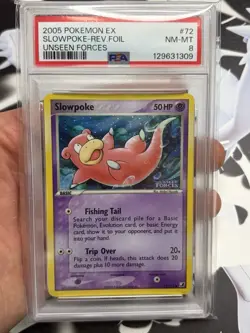 Slowpoke 2005 POKEMON EX Unseen Forces 72/115 REVERSE FOIL - PSA 8 - Image 1