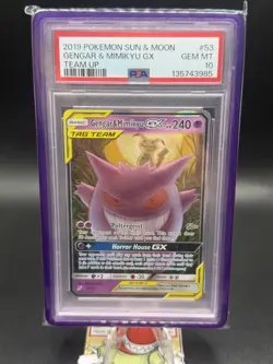 Gengar & Mimikyu Gx 53/181 Team Up Pokemon PSA 10 - W/ case - Image 1