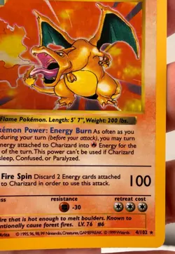 1999 Charizard #4 Pokemon Base Set Shadowless Holo Rare Vintage WotC NM/LP - Image 4