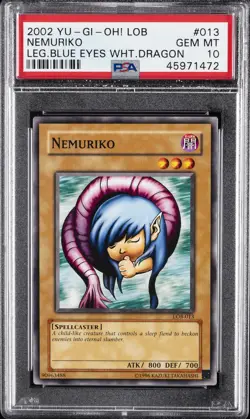 2002 YU-GI-OH! LOB-LEGEND OF BLUE EYES WHITE DRAGON #013 NEMURIKO PSA 10 - Image 1