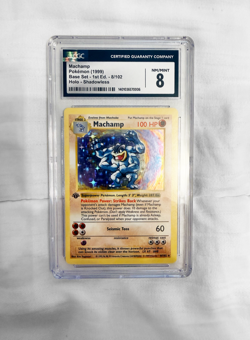 Pokemon CGC 8 First Edition Shadowless Machamp 8/102 Holo Base Set Pokemon Card - Image 3